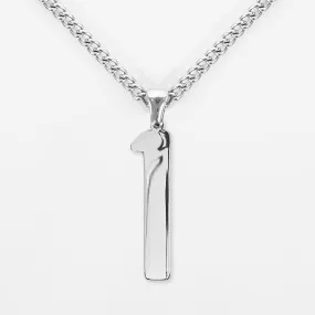 1 Number Pendant with Chain Necklace - Stainless Steel