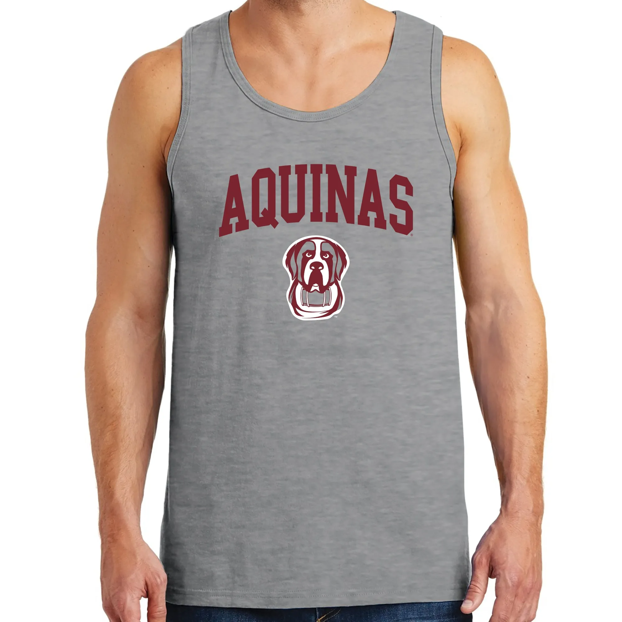 Aquinas College Saints Arch Logo Heavy Blend Tank Top - Sport Grey