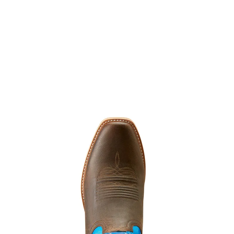 'Ariat' Men's 14" Ringer Cowboy Western Narrow Cutter Toe - Tobacco Toffee / Bright Blue