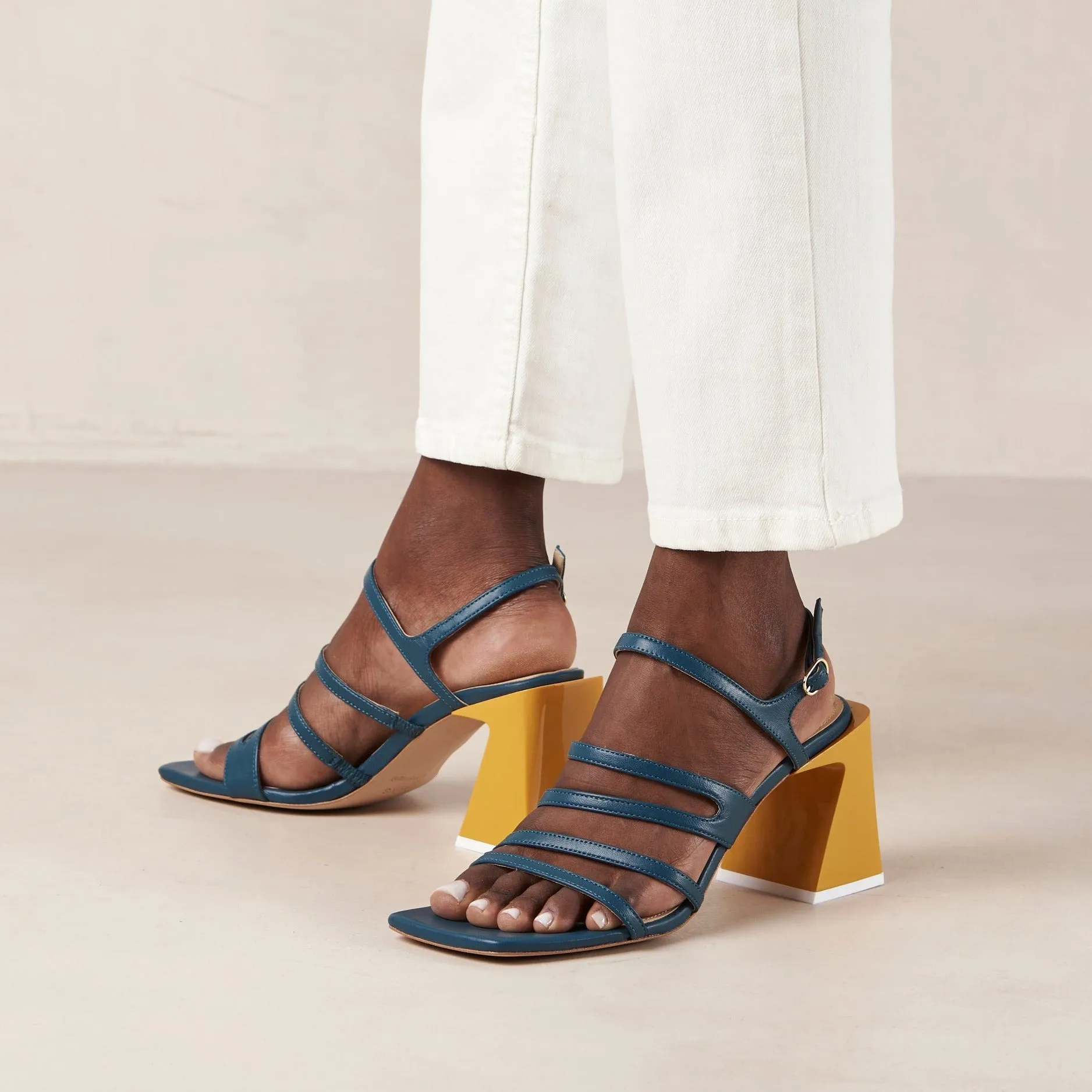 Aubrey Deep Blue Leather Sandals