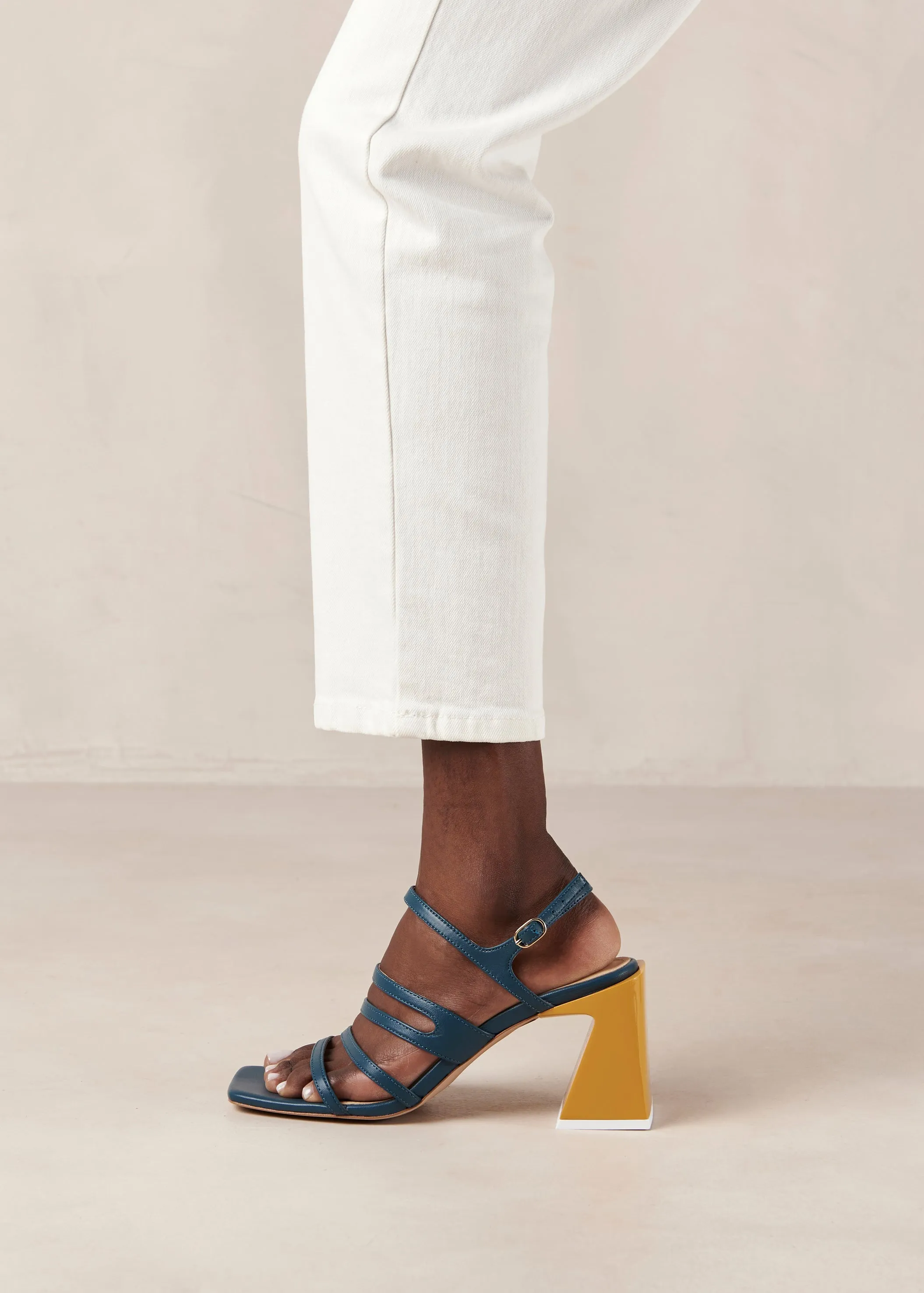 Aubrey Deep Blue Leather Sandals