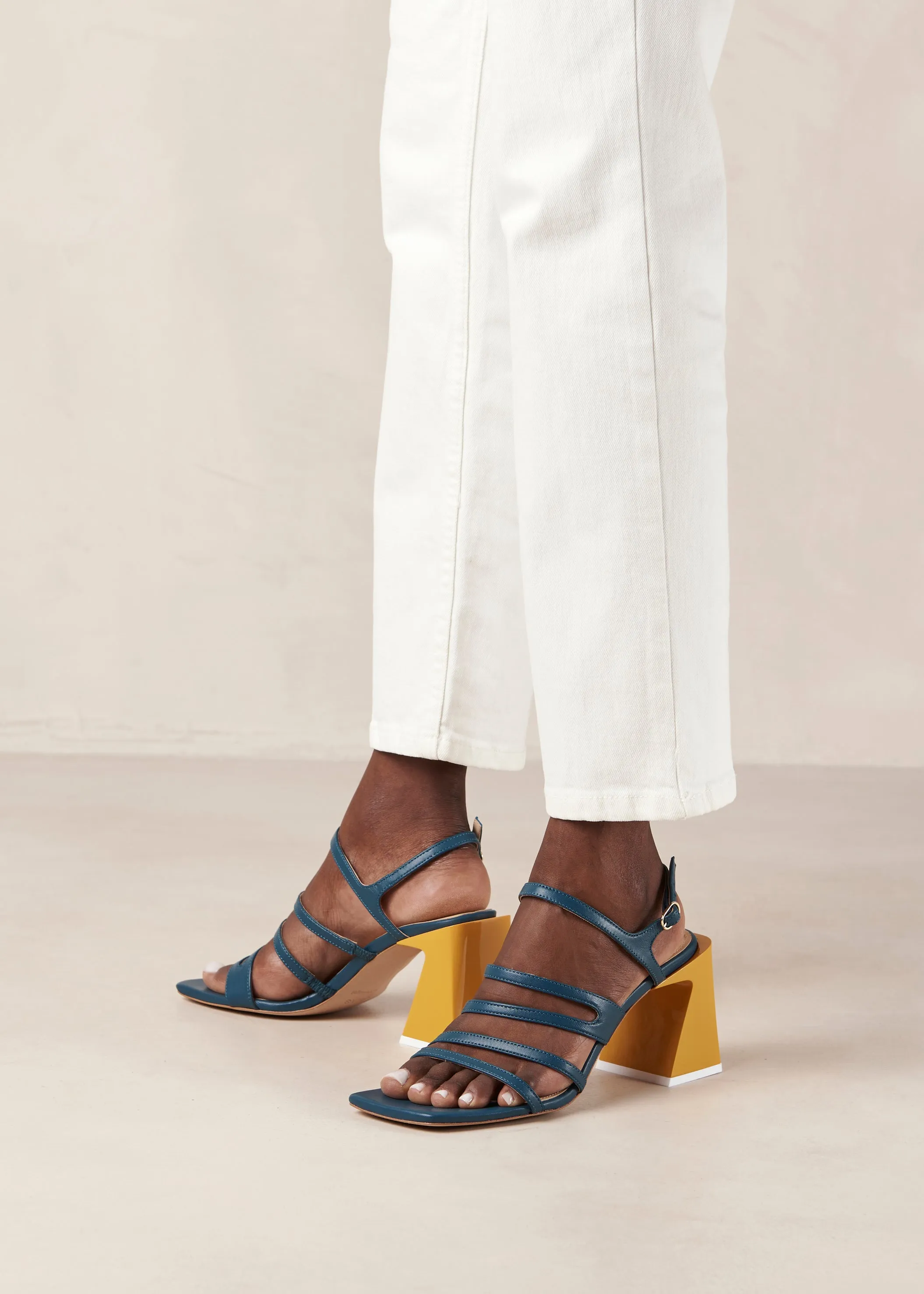 Aubrey Deep Blue Leather Sandals