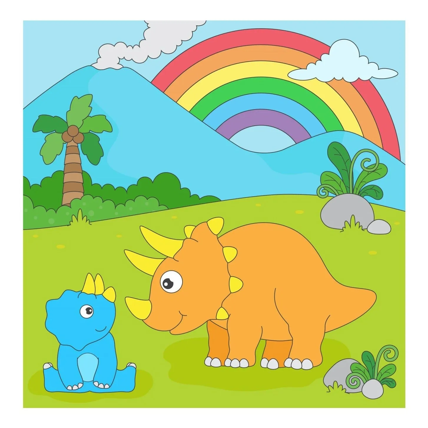 Baby with Mother Triceratops DIY  Canvas Base for Painting