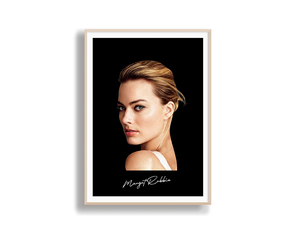 Big Head Margot Robbie Black Portrait