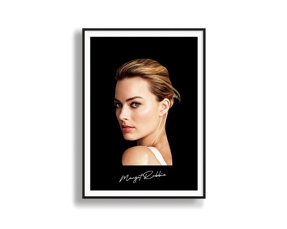 Big Head Margot Robbie Black Portrait