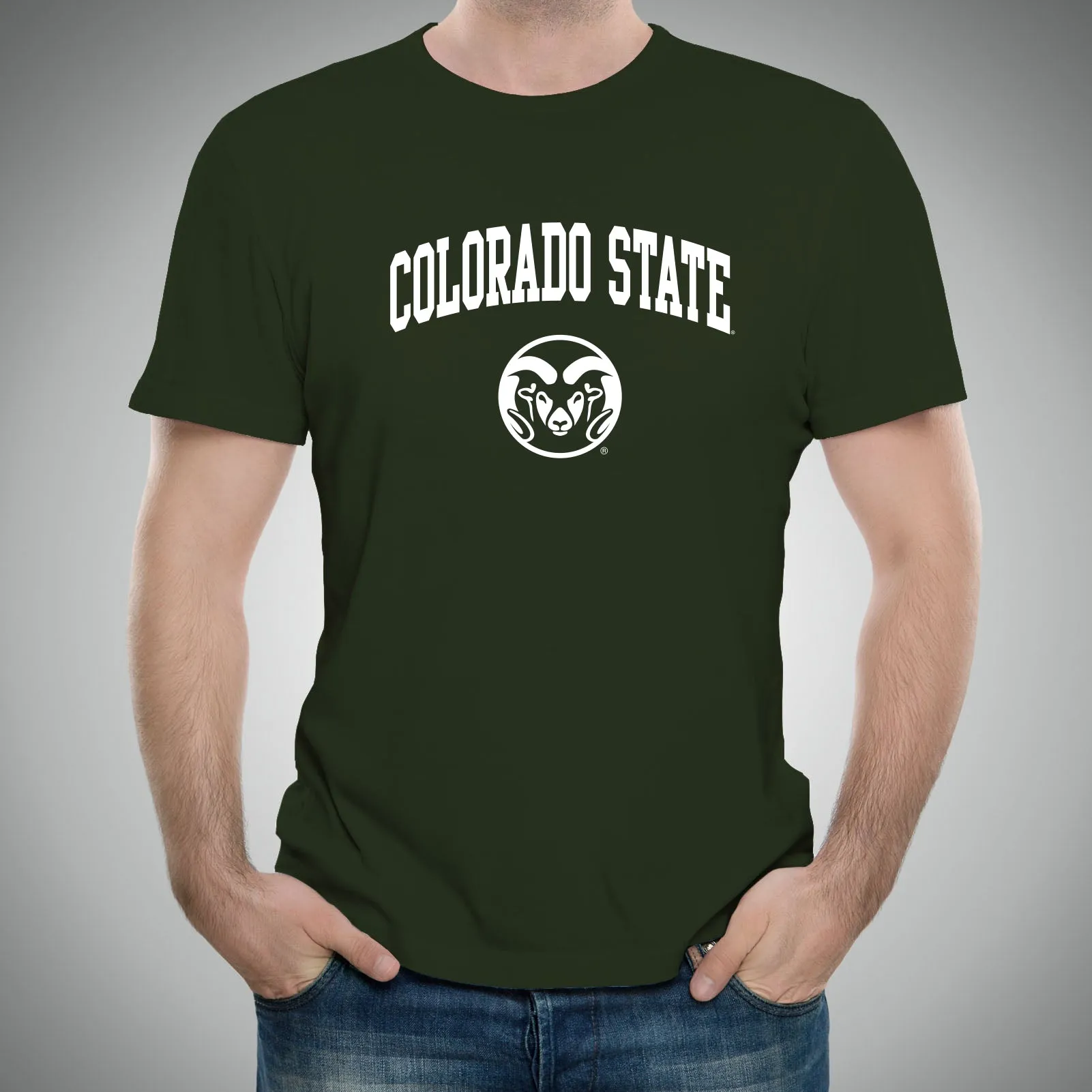 Colorado State University Rams Arch Logo Short Sleeve T Shirt - Forest