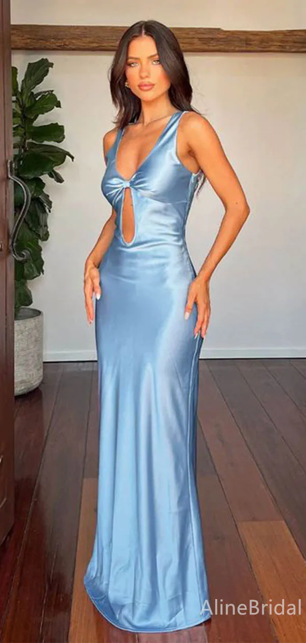 Elegant Blue V-neck Mermaid Long Prom Dress,Evening Dress,PD37676