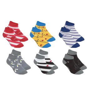 Medical Prints Nurse Inspired Ankle Length Compression Socks (6-Pairs)