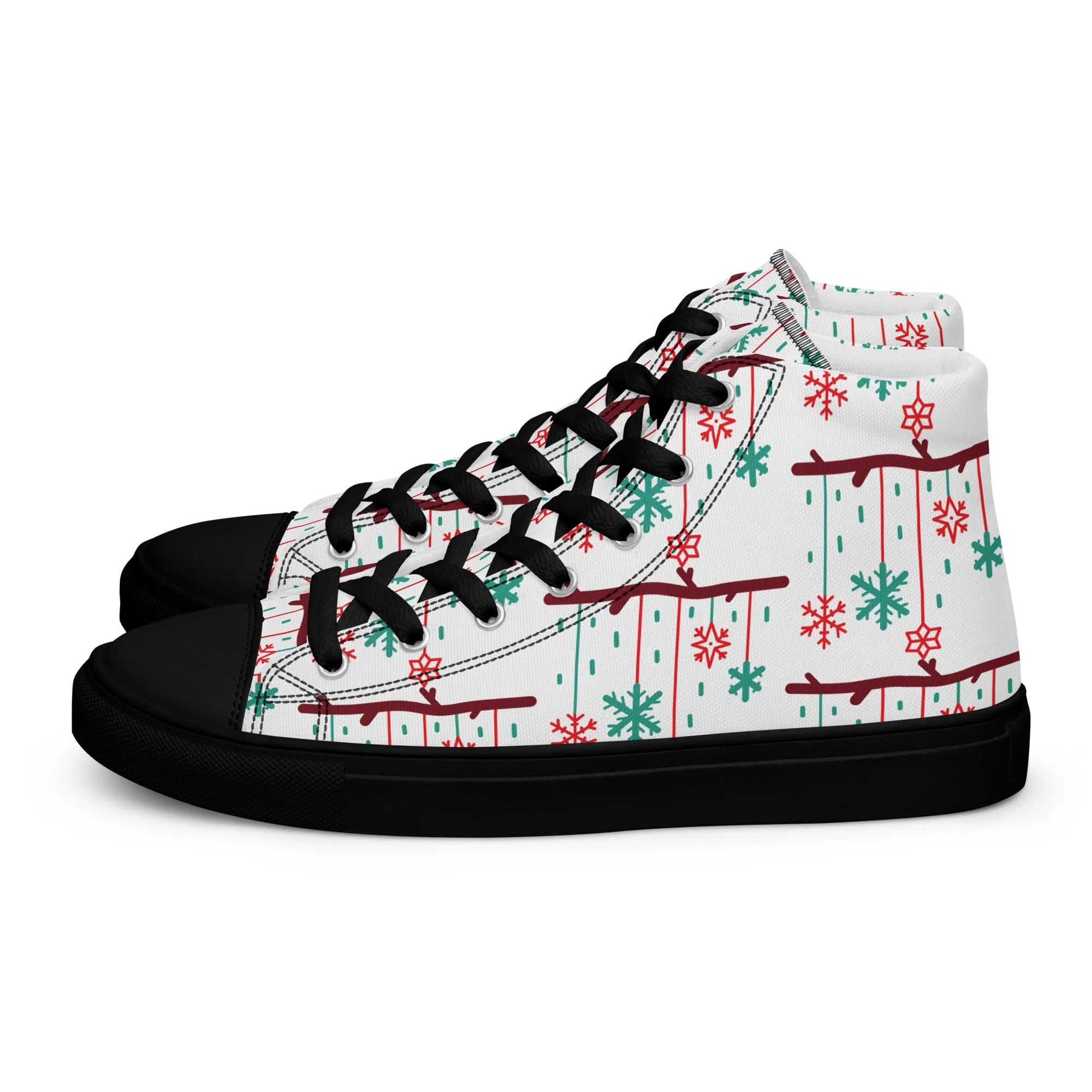 Women Christmas High Top Canvas Shoes (Glamourange Holiday Magic Canvas Shoes For Women - 0017)