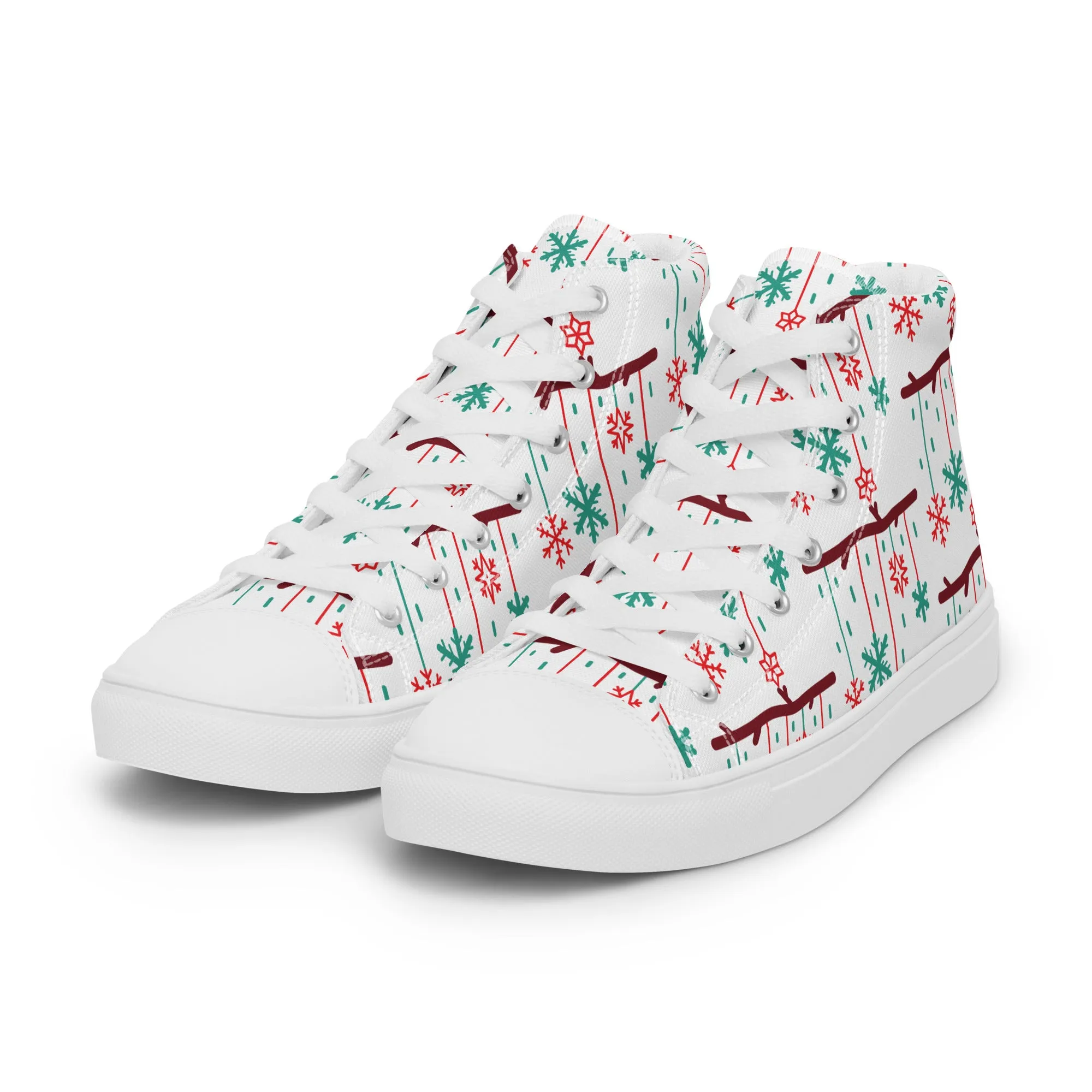 Women Christmas High Top Canvas Shoes (Glamourange Holiday Magic Canvas Shoes For Women - 0017)