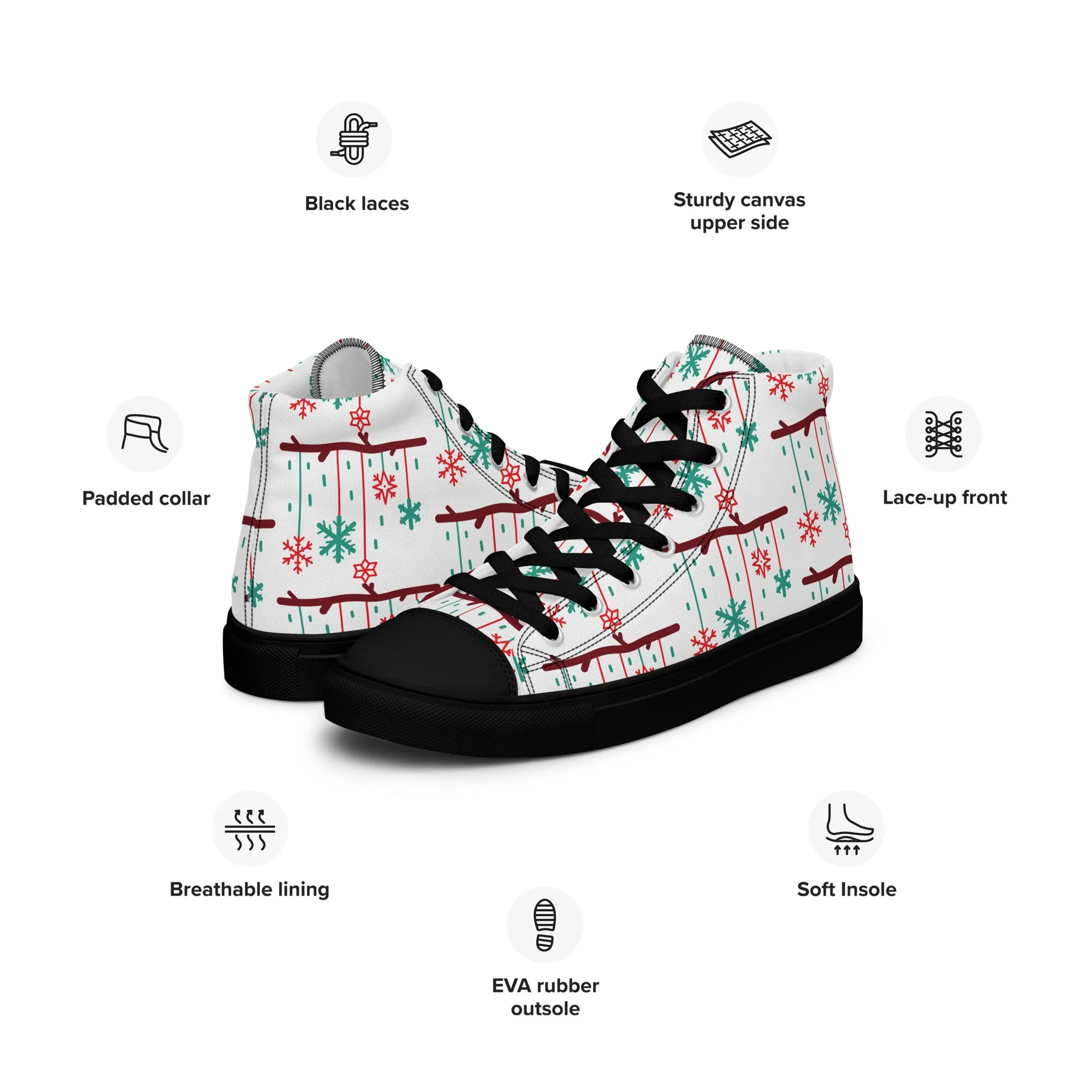 Women Christmas High Top Canvas Shoes (Glamourange Holiday Magic Canvas Shoes For Women - 0017)