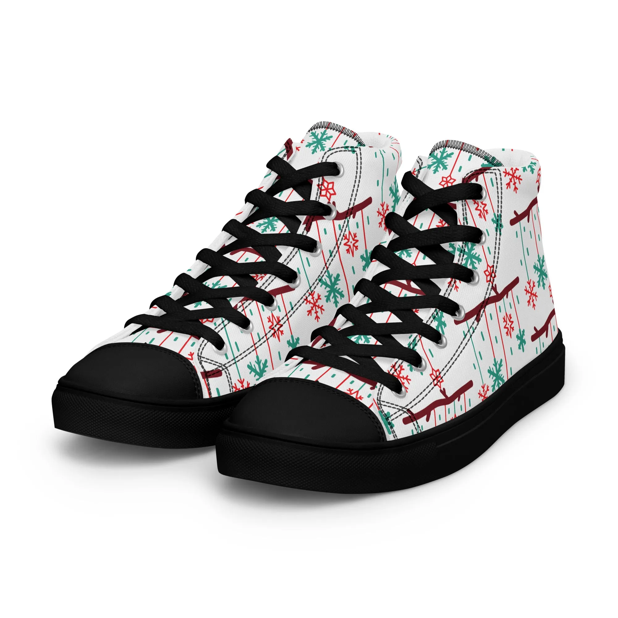 Women Christmas High Top Canvas Shoes (Glamourange Holiday Magic Canvas Shoes For Women - 0017)