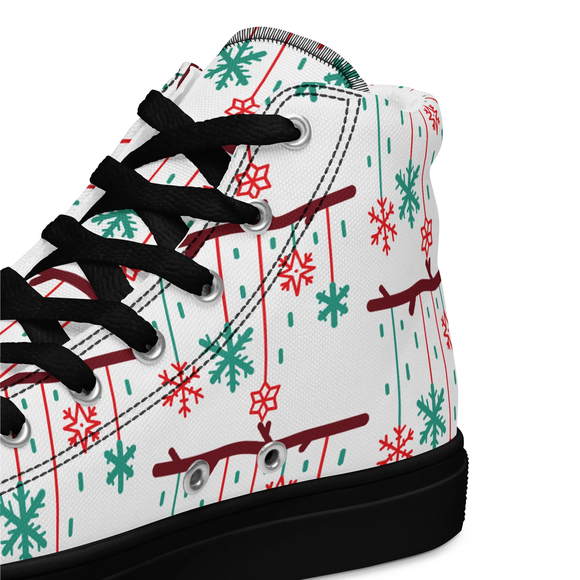 Women Christmas High Top Canvas Shoes (Glamourange Holiday Magic Canvas Shoes For Women - 0017)