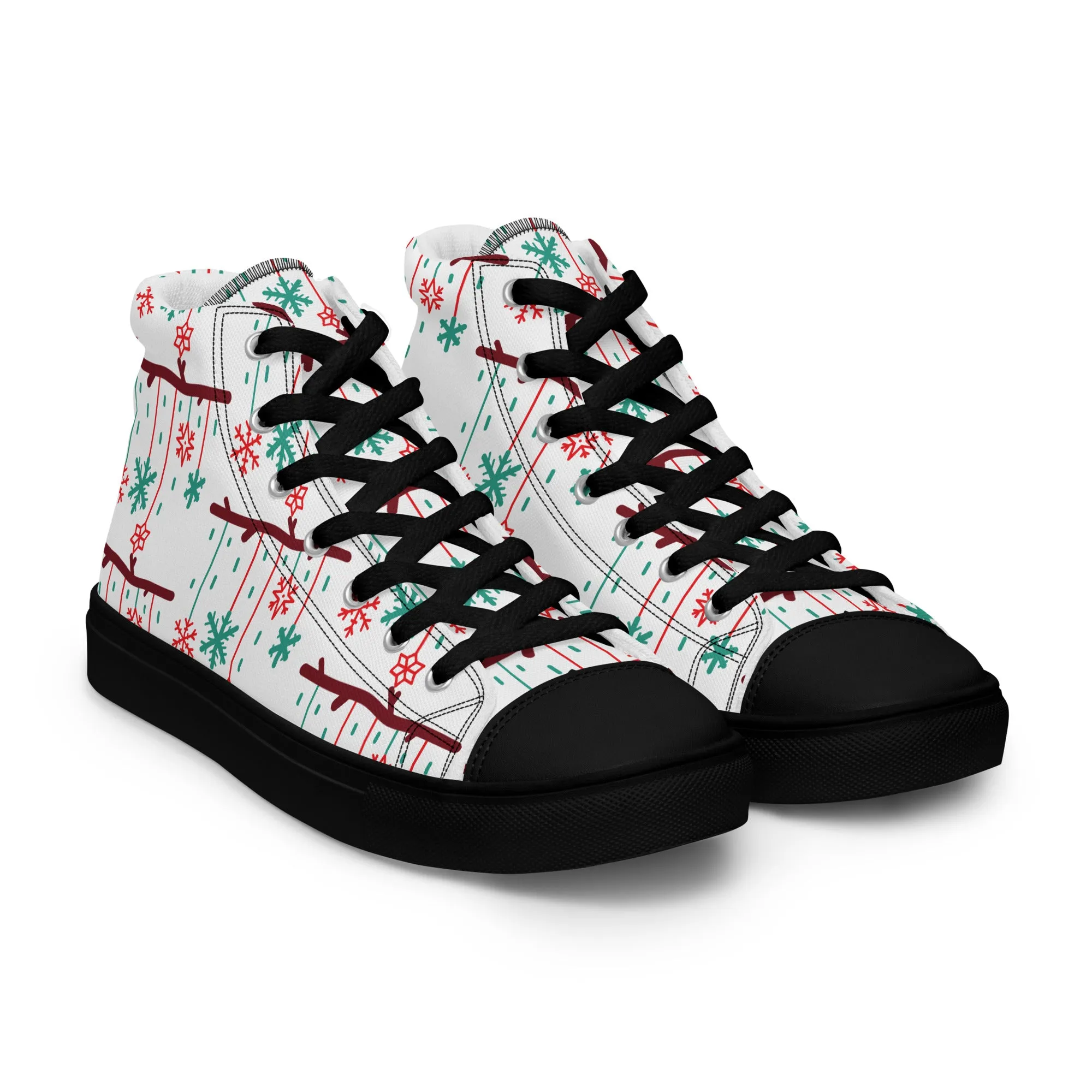 Women Christmas High Top Canvas Shoes (Glamourange Holiday Magic Canvas Shoes For Women - 0017)