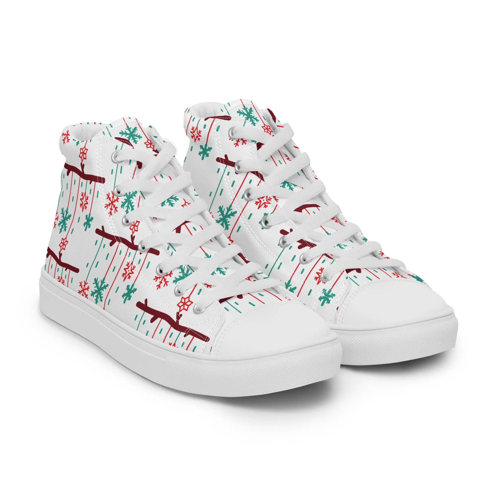 Women Christmas High Top Canvas Shoes (Glamourange Holiday Magic Canvas Shoes For Women - 0017)