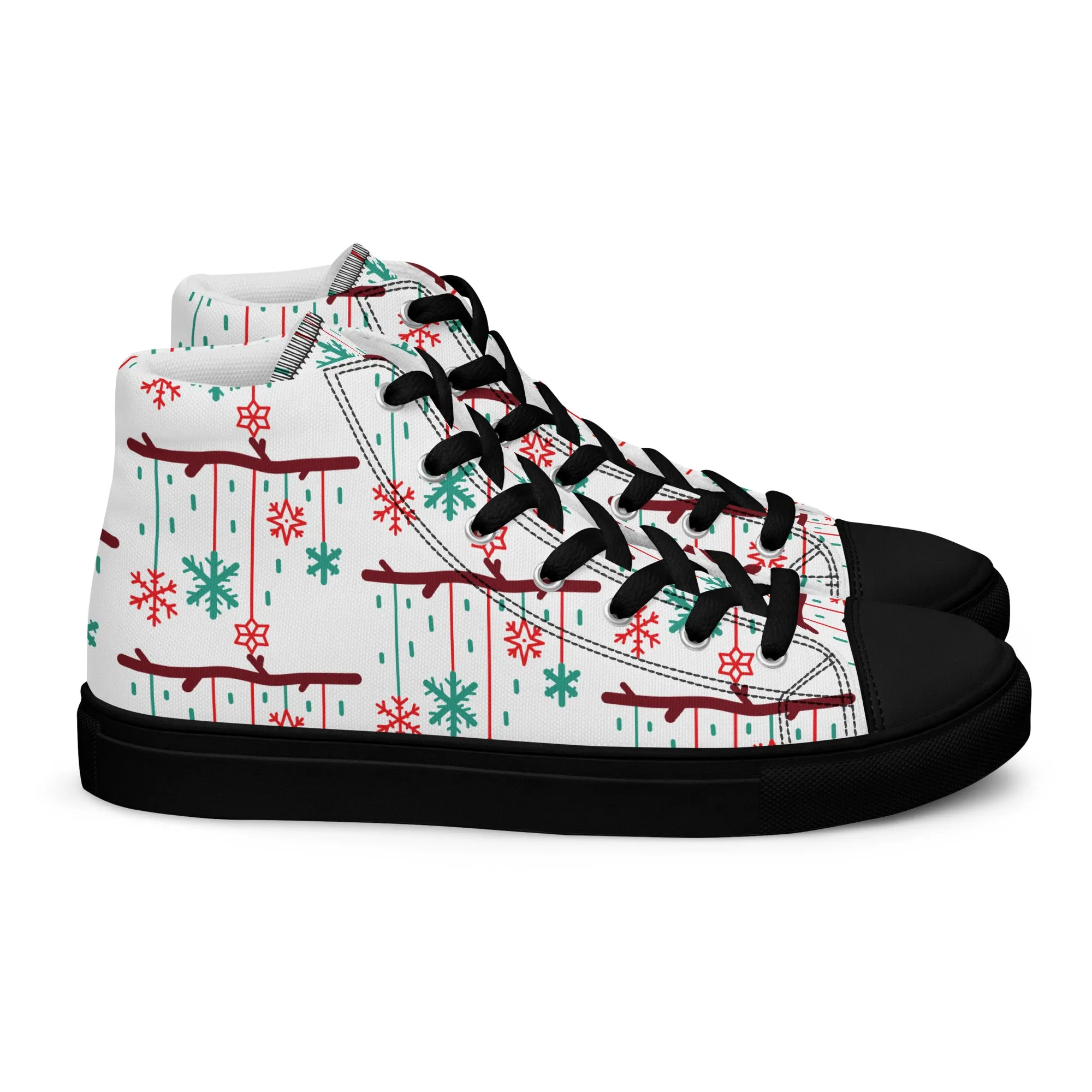 Women Christmas High Top Canvas Shoes (Glamourange Holiday Magic Canvas Shoes For Women - 0017)