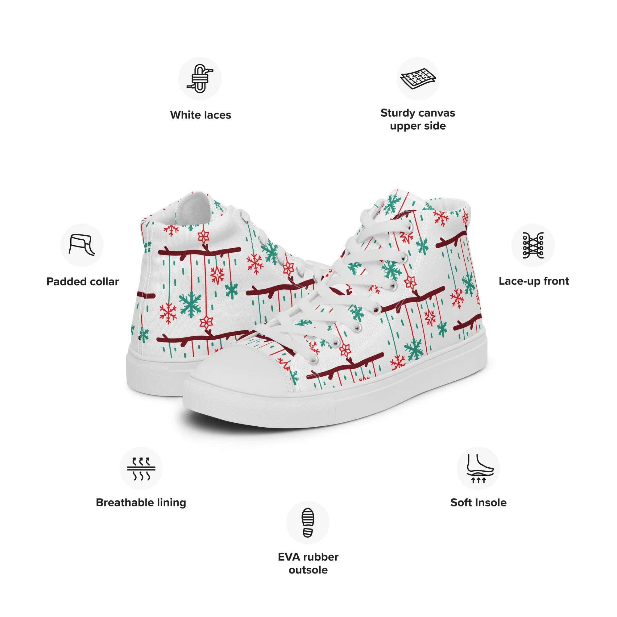 Women Christmas High Top Canvas Shoes (Glamourange Holiday Magic Canvas Shoes For Women - 0017)